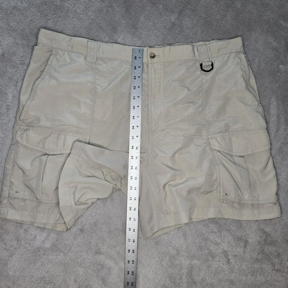Columbia PFG Cargo Shorts Mens 2XL Beige Nylon Elastic Waist Fishing Hiking